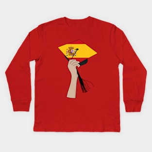 Holding the Square Academic Cap Spain Kids Long Sleeve T-Shirt